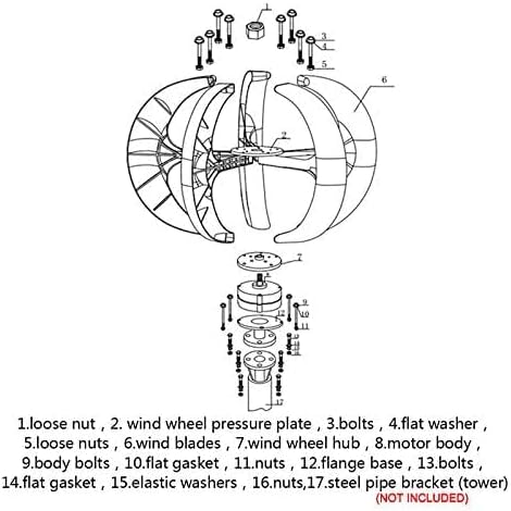 8000W White Turbine Wind Turbine Generator Kit, 12V/24V/48V 5 Blades Lantern Vertical Axis Wind Turbine Generator with Controller