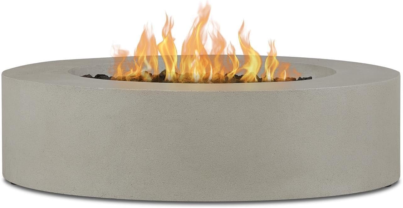 BBQGuys Signature La Valle 43-Inch Round Propane Fire Table - Flint - 1593LP-FLNT