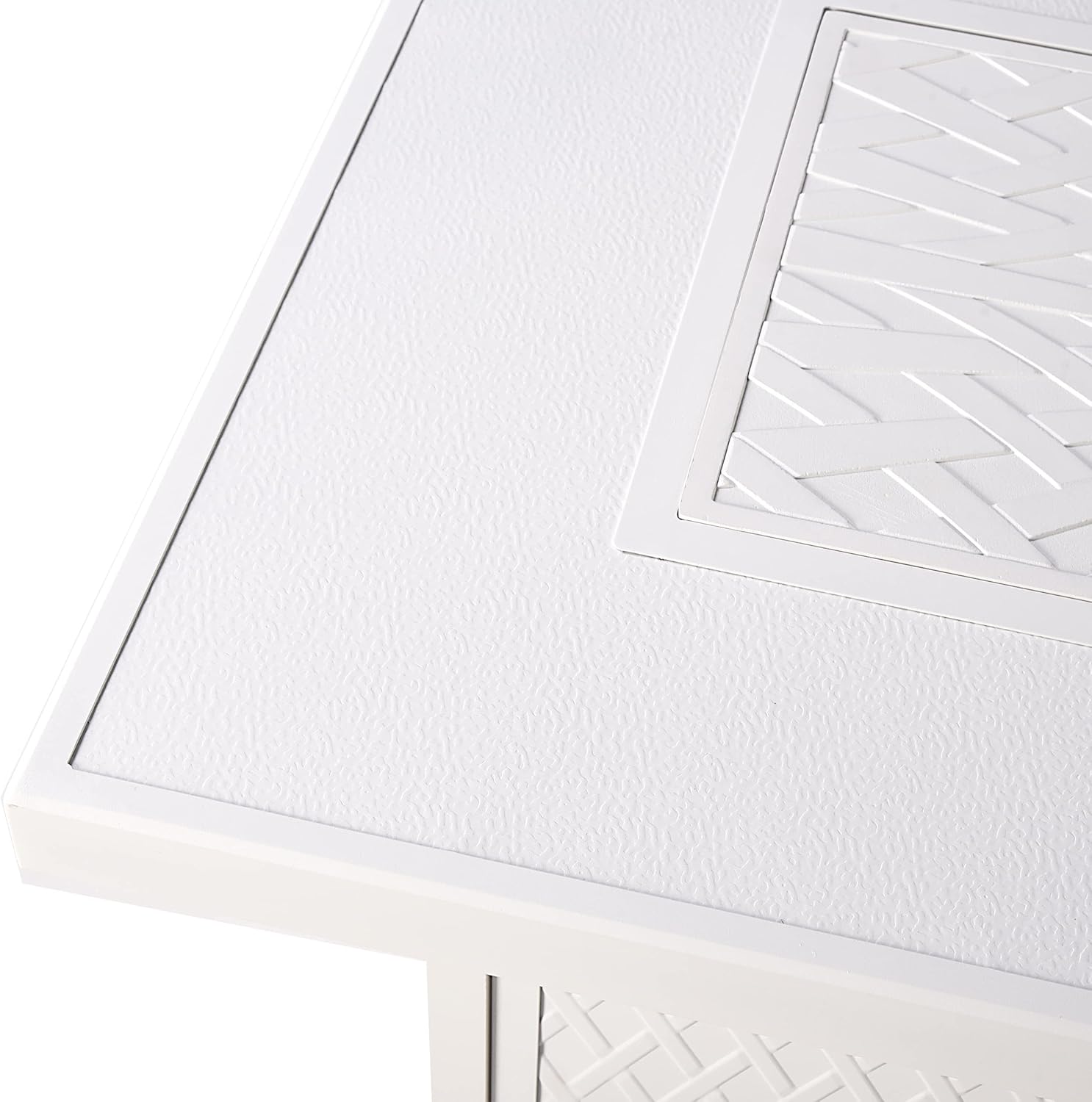 Rectangular 48 in. x 36 in. Aluminum Propane Fire Pit Table, Glass Beads, Two Covers, Lid, 57,000 BTUs in White Finish