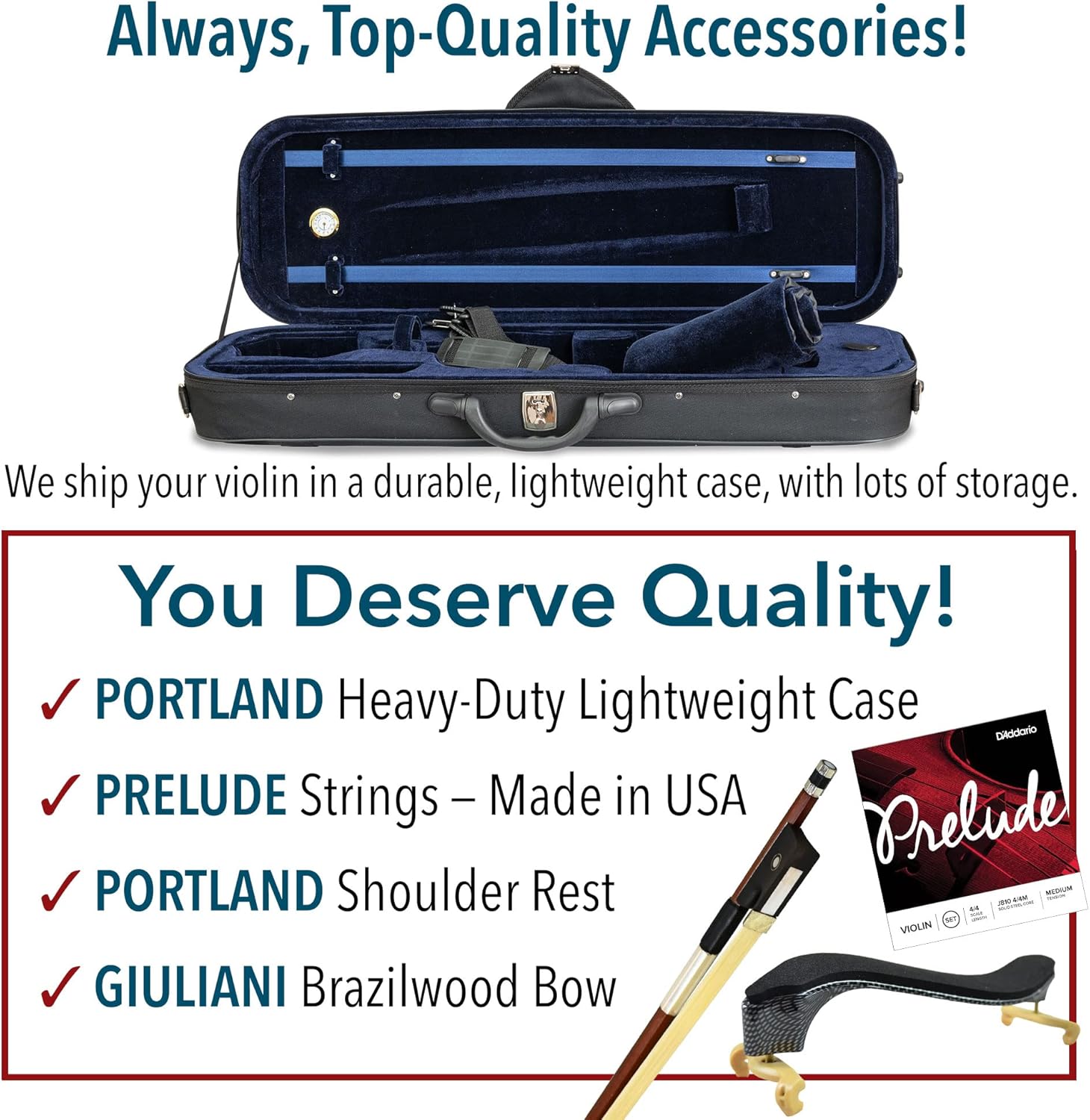 Antonio Giuliani Etude Violin Outfit 4/4 Full Size Clearance By Kennedy Violins - Carrying Case and Accessories Included - Solid Maple Wood and Ebony Fittings AG360