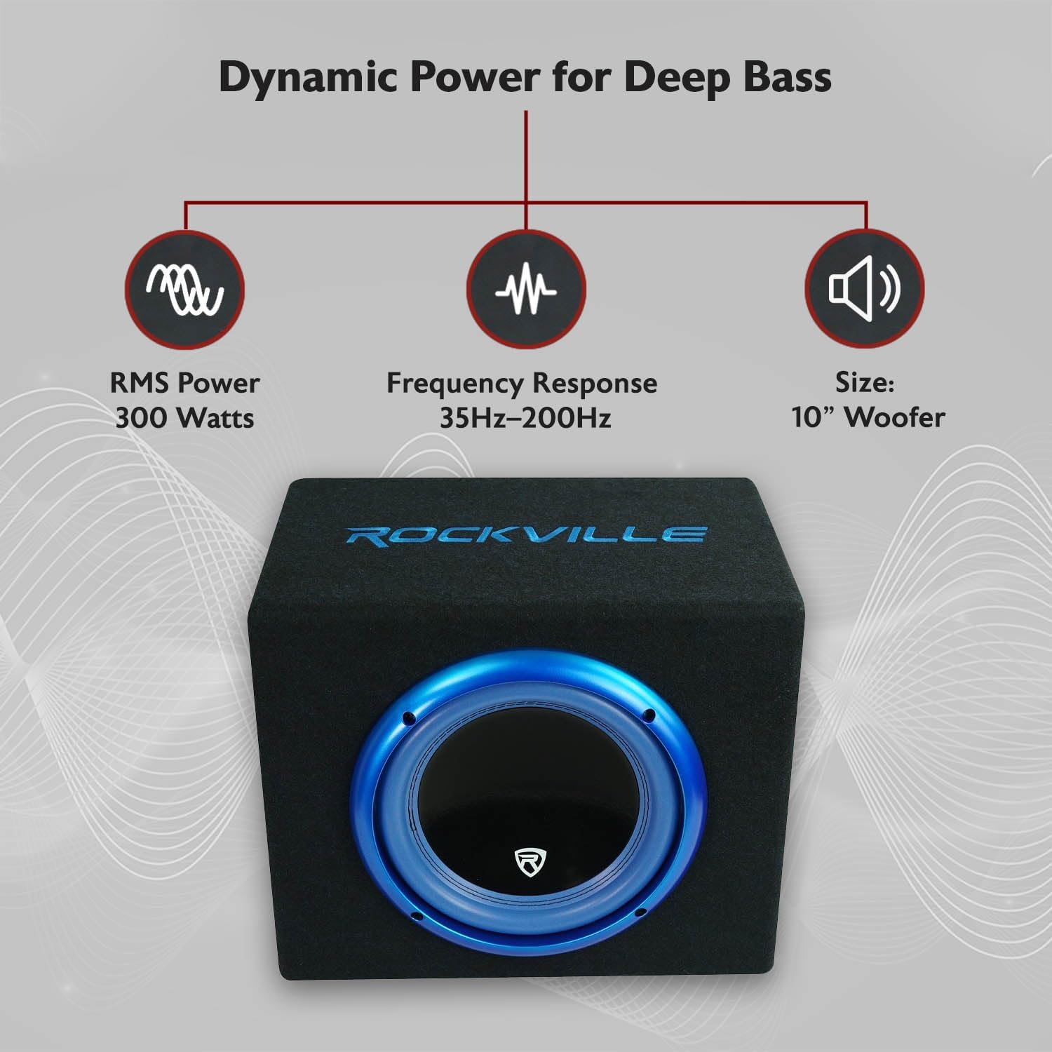 Rockville RVB10.1A 10 Inch 500W Active Car Subwoofer with Enclosure, Built-in Class AB Amplifier, Adjustable Bass Boost, Compact Design, for Car Audio Enthusiasts