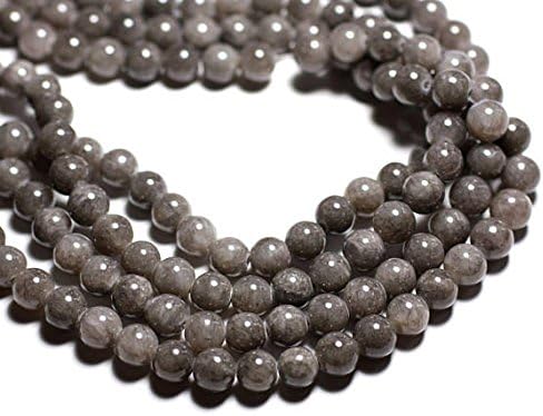 10pc - Stone Beads - Jade Gray Balls 8mm