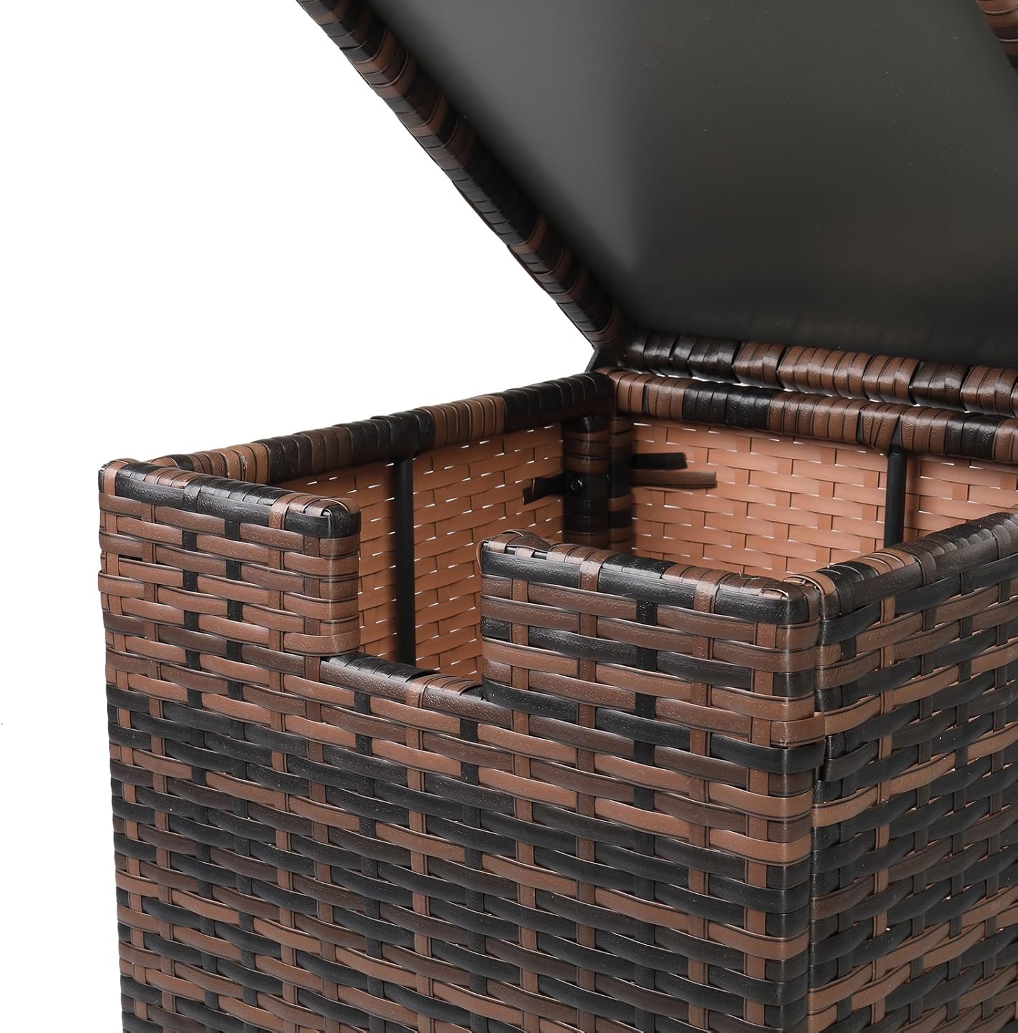 Gas Tank Storage Box, 15.7in Propane Tanks Wicker Propane Tanks Cover Table,Tanks Side Table with Storage, Outdoor Grill Table for Fire Pit Tables and Gas Grill Patio Furniture, Brown