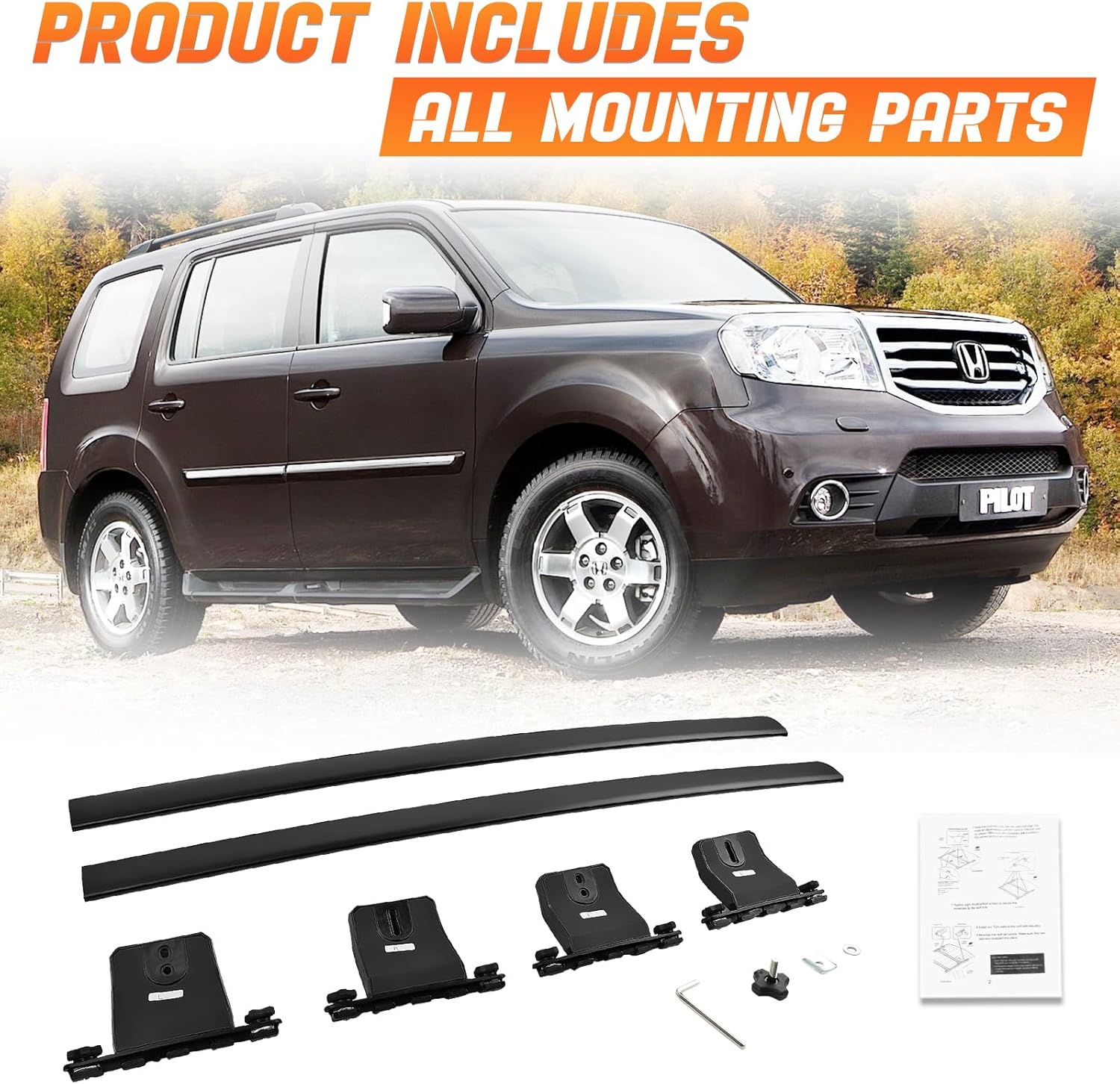 Roof Rack Cross Bars Luggage Carrier Fit for Honda Pilot 2009-2015, Capable of Supporting Up to 200 lbs/90 kg, Ideal for Roof Bags, Roof Boxes, Bike Racks, and Various Other Accessories.