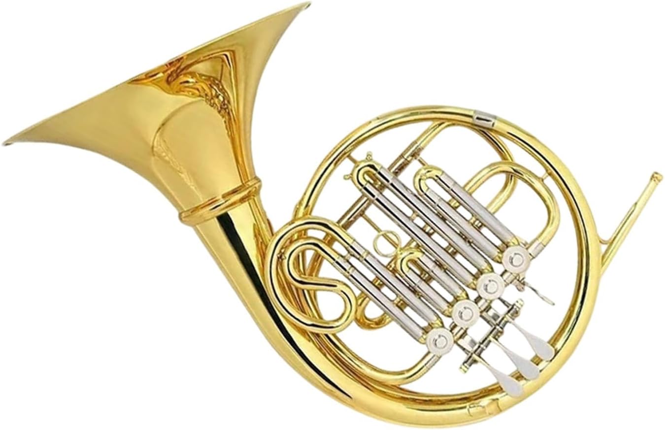 4 Key French Horn Adult French Horn Instrument In B Flat Tune Detachable Double Or Single Row(Single row)
