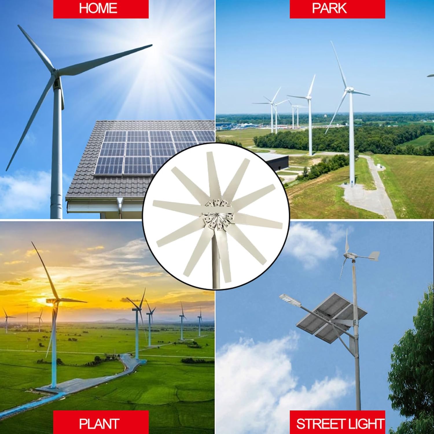 1500W 12V/24V/48V Wind Turbine Wind Generator 10 Blade +Wind Controller Permanent Magnet Generator Turbine Generator Kit for Boats,Cabins Or Home(White)