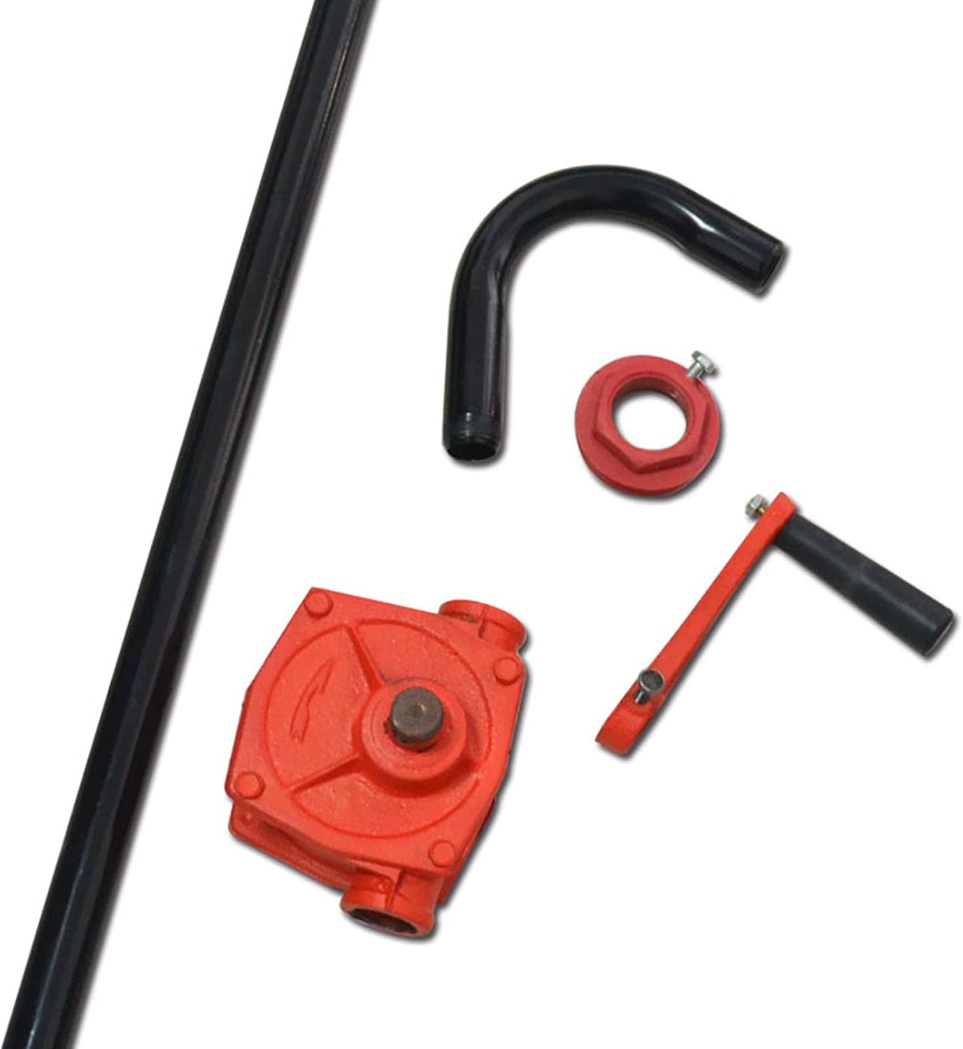 Hand Tool Red Heavy Duty Rotary Barrel Pump Corrosion Resistant Rotary Barrel Pump,Barrel Pump Drum Rotary Hand Pump New Oil Fuel Barrel for Petroleum Based Fluids of Light to Medium Viscosity