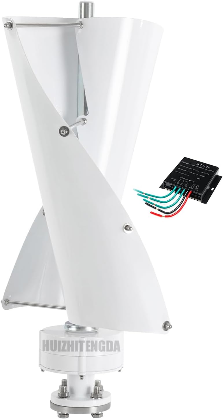 High Efficiency Spiral Wind Power Generator,12V 24V 48V 4000W Household Wind Turbine Generator 2 Blade for Wind and Solar Power Generation (White)