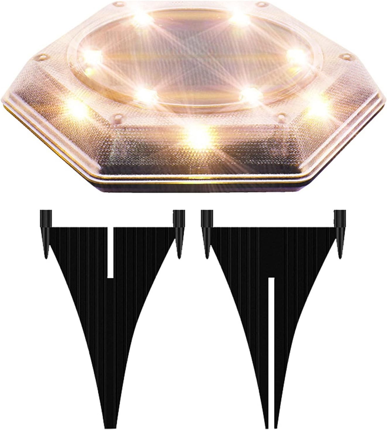 8 Packs Solar Ground Lights Outdoor, Solar Garden Disk Lights Waterproof, 12 LEDs Lights for Pathway Landscape Walkway Lights (Color : A)