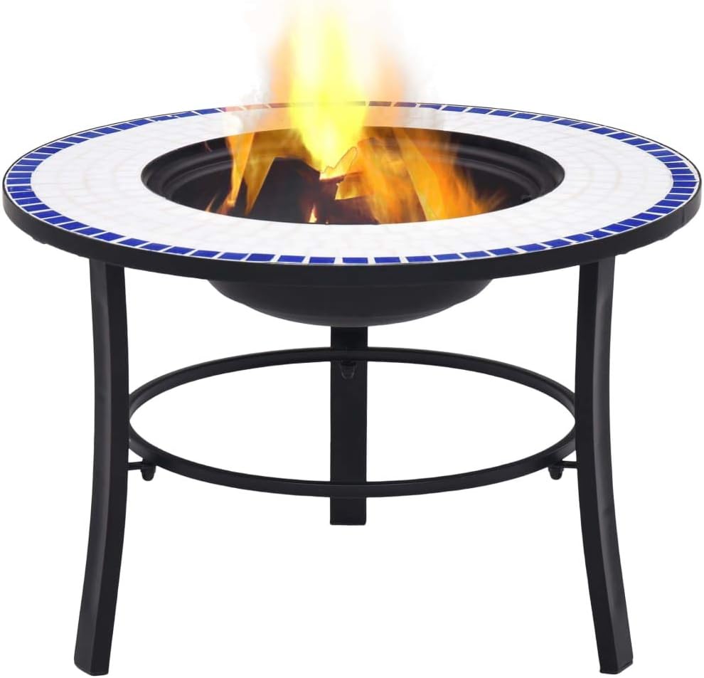 Mosaic Fire Pit Blue and White 26.8 Ceramic