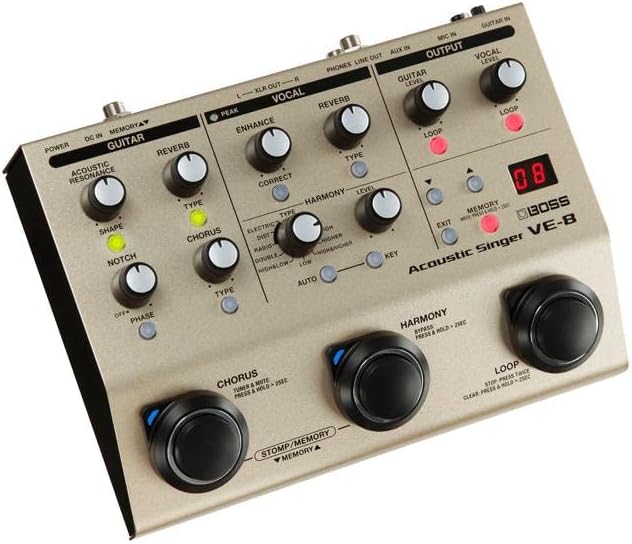 BOSS VE-8 Acoustic Singer | Compact All-In-One Preamp and Effects Solution for Singing Guitarists | Create Natural Harmonies in Real-Time | Studio-Quality Processing | Multiple Vocal Effects | Looper