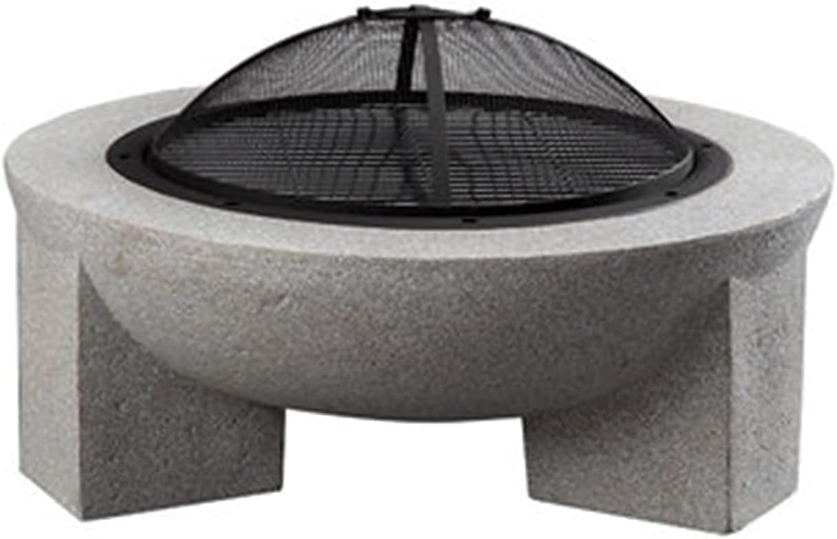 Large Fire Pit Bowl w/Handles & Retractable Barbecue Sign,Wood Burning Fire Pit
