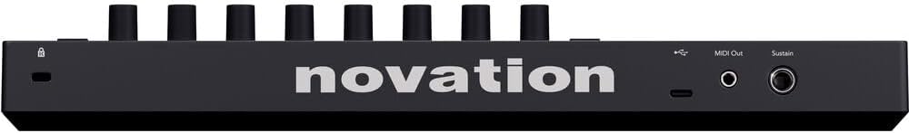 Novation Launchkey Mini 25 MK4 USB MIDI Keyboard Controller (25 Mini Keys) Bundle with Auray FP-P1L Universal Piano-Style Sustain Pedal and Hosa Mid-310 Black 10 ft. Midi cable