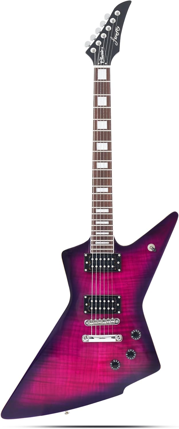 Firefly FFLX Solid Body Electric Guitar,Mahogany Guitar body,Stainless steel and ball end frets,rosewood fretboard(Purple Color)