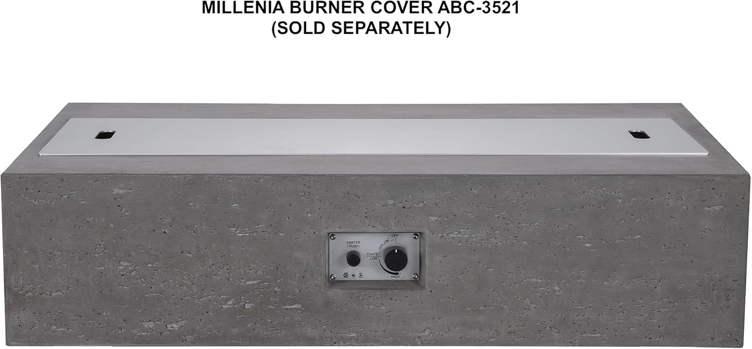 Pyromania Millenia Outdoor Concrete Fire Pit Table, 48 x 30 Inches - Propane Model in Slate Gray Color