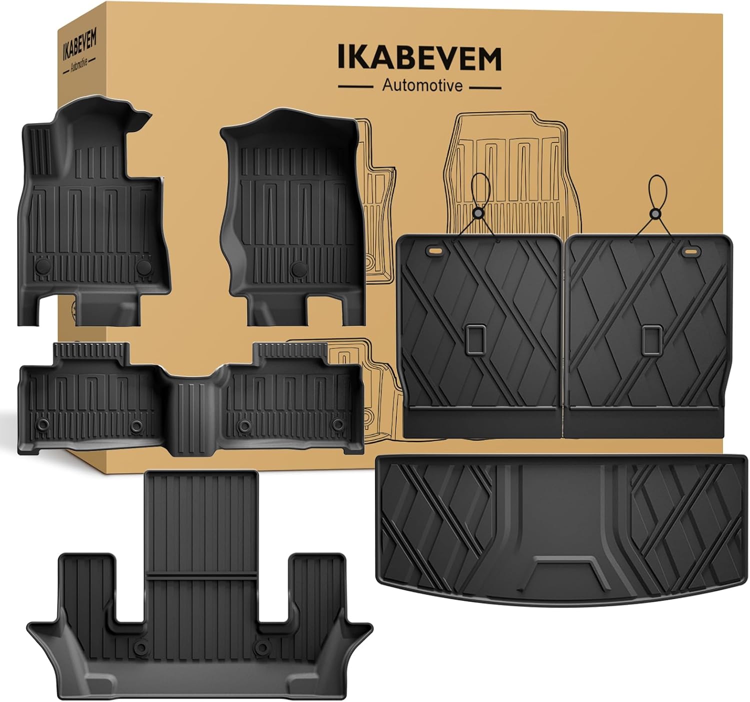 Floor Mats Compatible with 2020-2025 Ford Explorer 6 Seats - Custom Fit Full Set Car Accessories for Ford Explorer Includes XLT ST Platinum Active Hybrid (Floor Mats & Cargo & Backrest Mats)