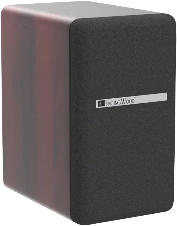 SINGING WOOD BT27 Active Powered Bluetooth Bookshelf Speakers for Studio Monitor TV Computer Turntable - 60 Watts - Wood Grain Finish (Walnut)