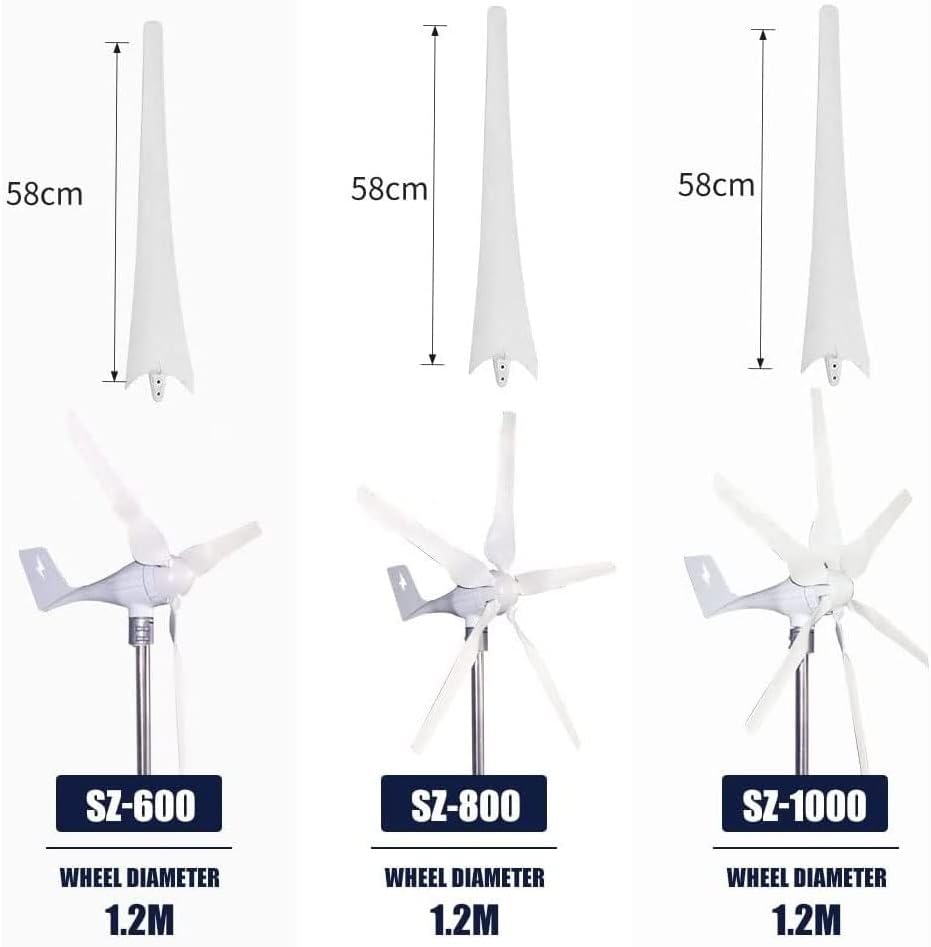 1000W Vertical Wind Turbine Generator - 12V/24V Free Energy Windmill with Controller for Home, Marine, and Off-Grid Charging Solutions