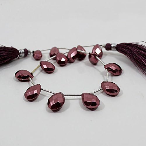 13 inch natural beads strand of 10-14mm faceted drop pink pyrite gemstone briolletes beads for DIY jewelry - necklace, bracelet, earring, ring.