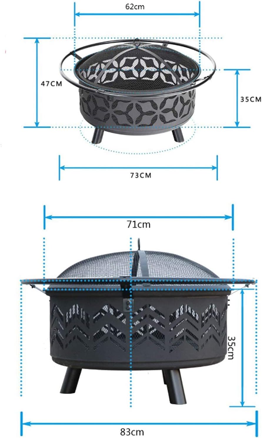 Fire Pit with BBQ Grill Shelf, Portable Fire Pits for Garden, Outdoor Fire Pits,Outdoor Garden Fire Pit with Mesh Cover