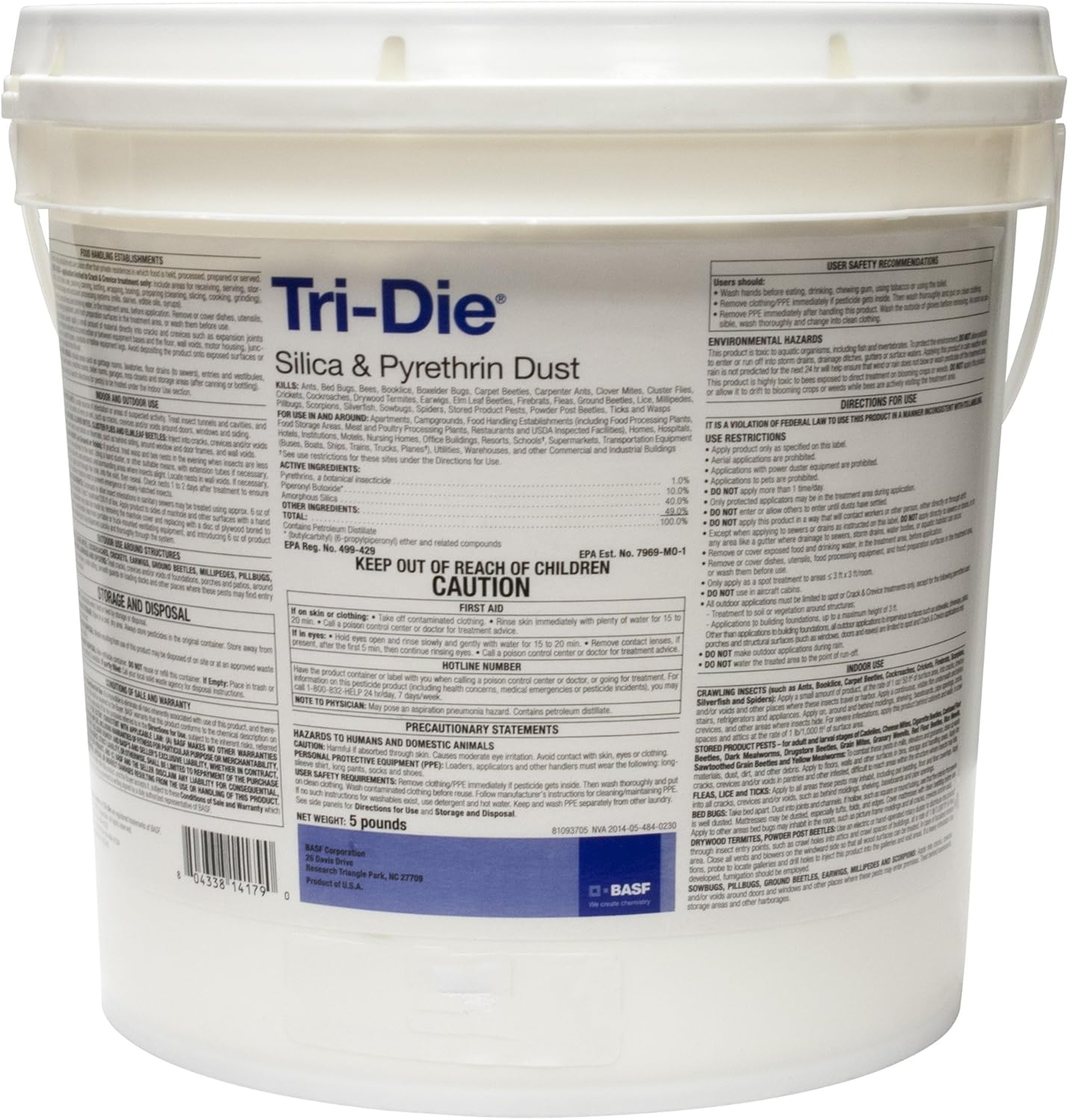 BASF Tri-Die Silica & Pyrethrum Dust Insecticide - Lambda-Cyhalothrin Desiccant Dust - Crack & Crevice Treatment