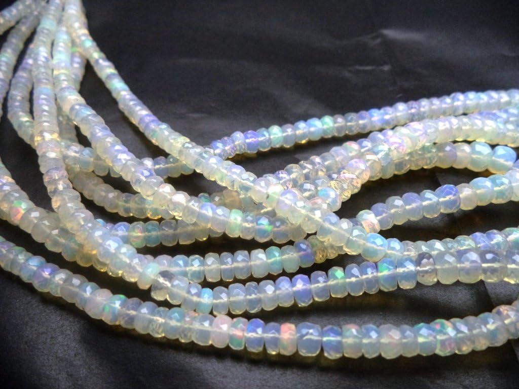AAA Ethiopian Welo faceted Opal Rondelle loose gemstone Beads 4-6mm 18