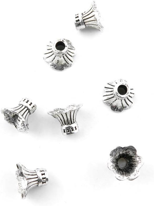 1220 Pieces Antique Silver Tone Jewelry Making Charms Findings Fashion Wholesale Supplies Pendant Lots Bulk Supply D2CF1J Flower Spacer Beads