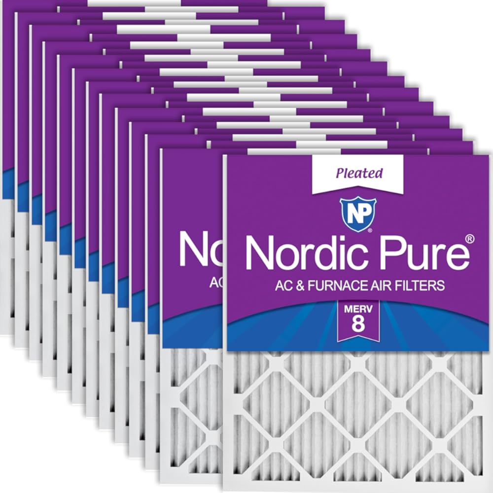 Nordic Pure 16x16x1 (Actual Size: 15 3/4 x 15 3/4 x 3/4) Pleated MERV 8 Air Filters 24 Pack