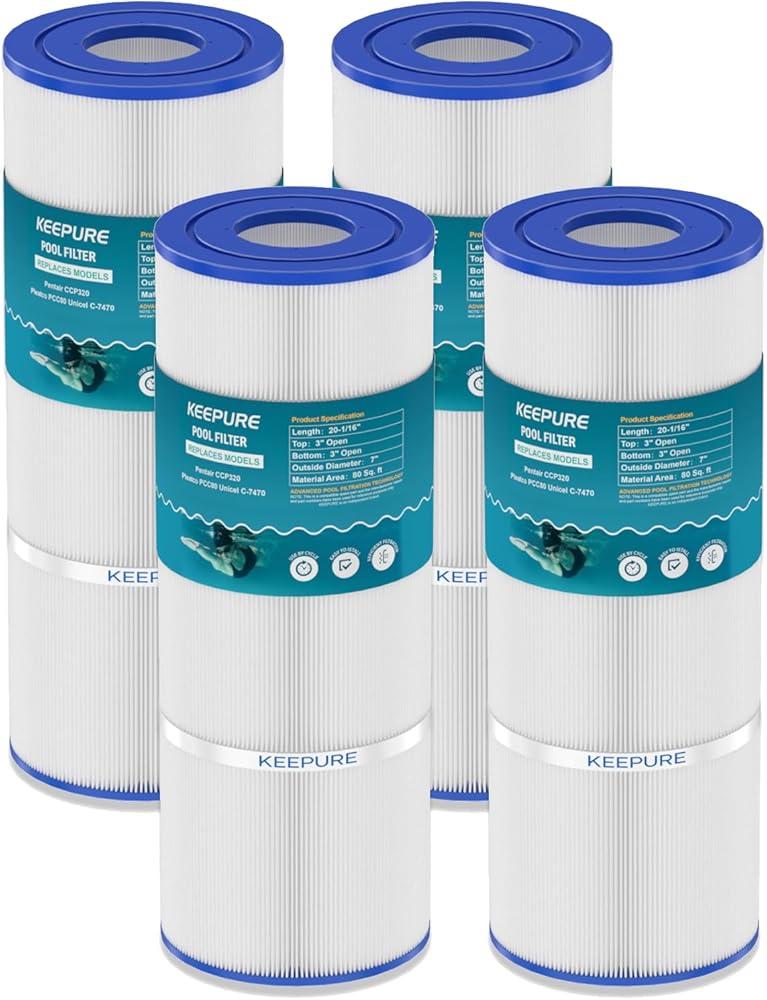 CCP320 Pool Filter Cartridges Compatible with PCC80, C-7470, PCC80-PAK4, FC-1976, Clean＆Clear Plus 320, R173573, 178580, 817-0081, 4 x 80 sq.ft, 4Pack