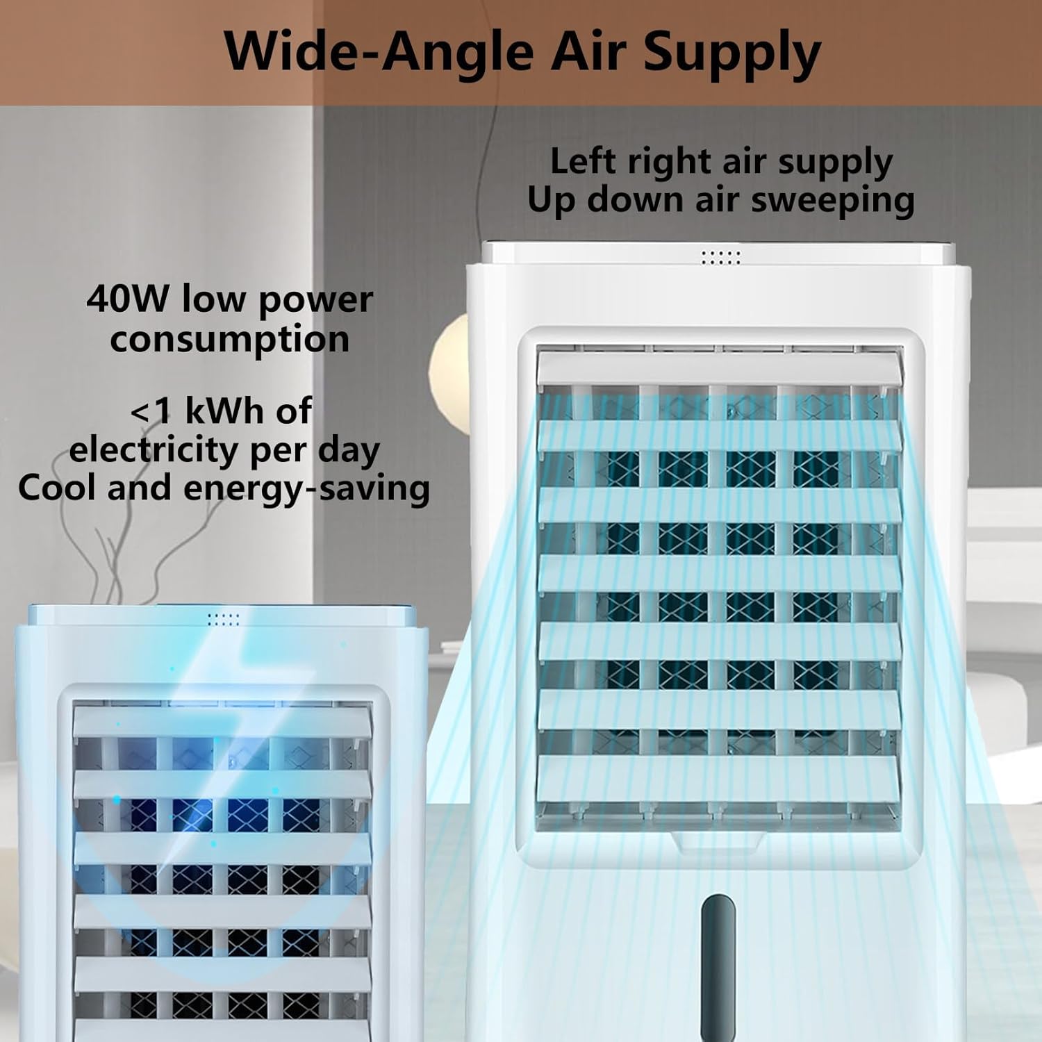 Portable Air Conditioners 4-in-1 Portable Air Cooler Fan Mini Evaporative AC Unit with 3-Speed and 4 Ice Packs Remote Control Touch Screen for Camping Office Bedroom Car 12VCar