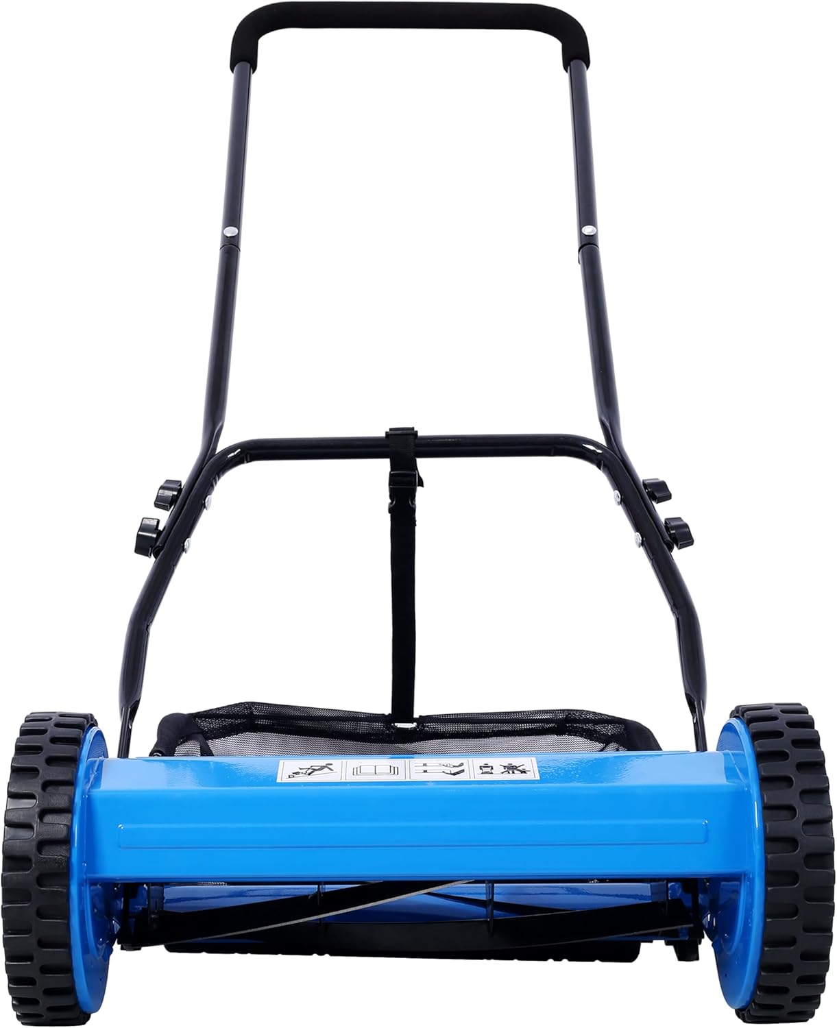 14-Inch 5-Blade Push Reel Lawn Mower with Grass Catcher, Blue Color