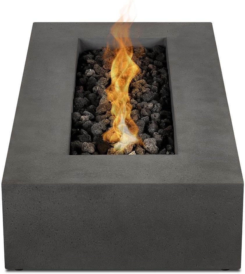 BBQGuys Signature La Valle 56-Inch Rectangle Propane Fire Table - Carbon - 1590LP-CBN