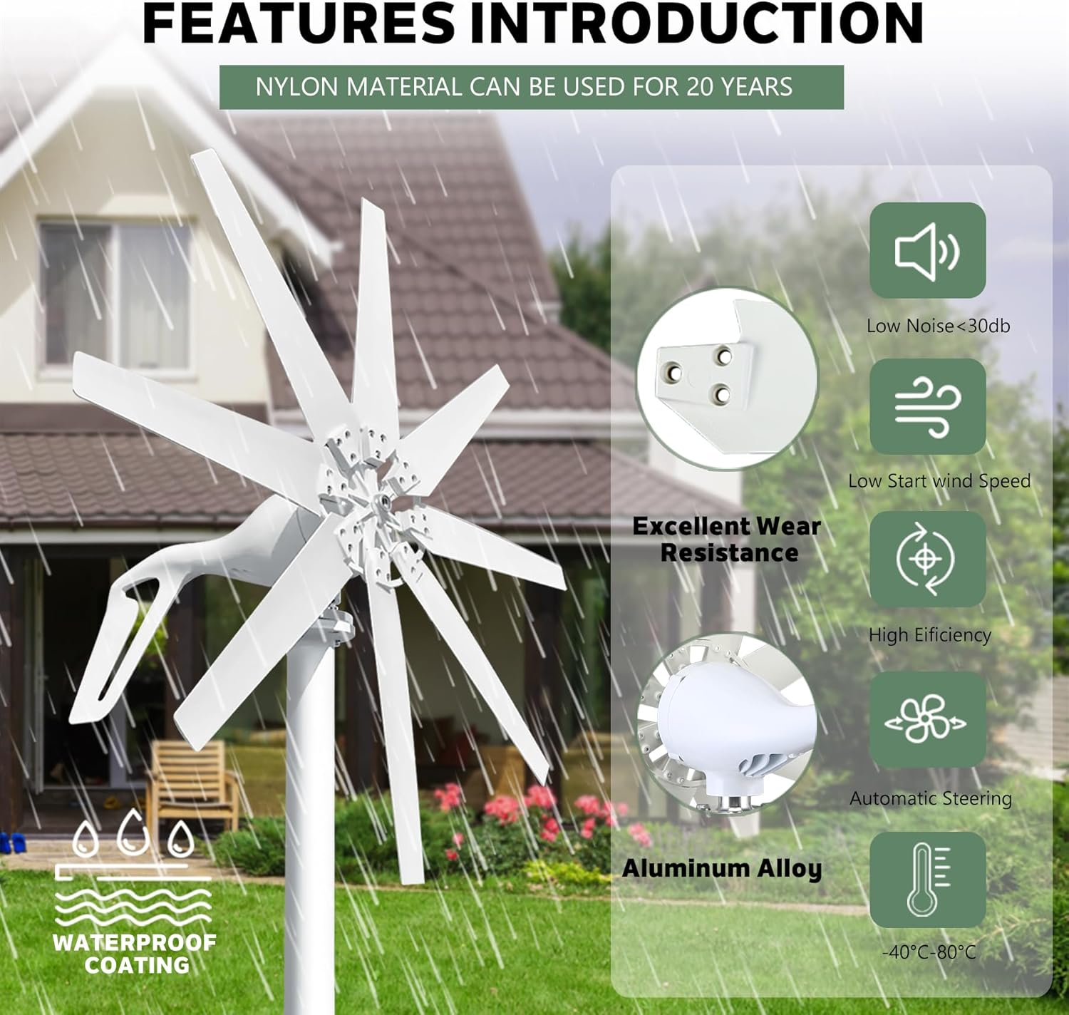 Smaraad 600W 12V Wind Turbine Generator, Wind Generator Kit with Charge Controller, Wind Power Generator for Marine, RV, Home, Windmill Generator Suit for Hybrid Solar Wind System