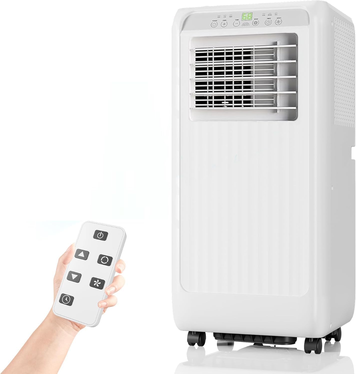 8000BTU Portable Air Conditioner, 3-in-1 Remote Control AC with 24-Hour Timer, Cooling, Sleep Mode, Dehumidifier and Fan, Cools Up to 350 Sq. Ft., Bedroom/Office, White