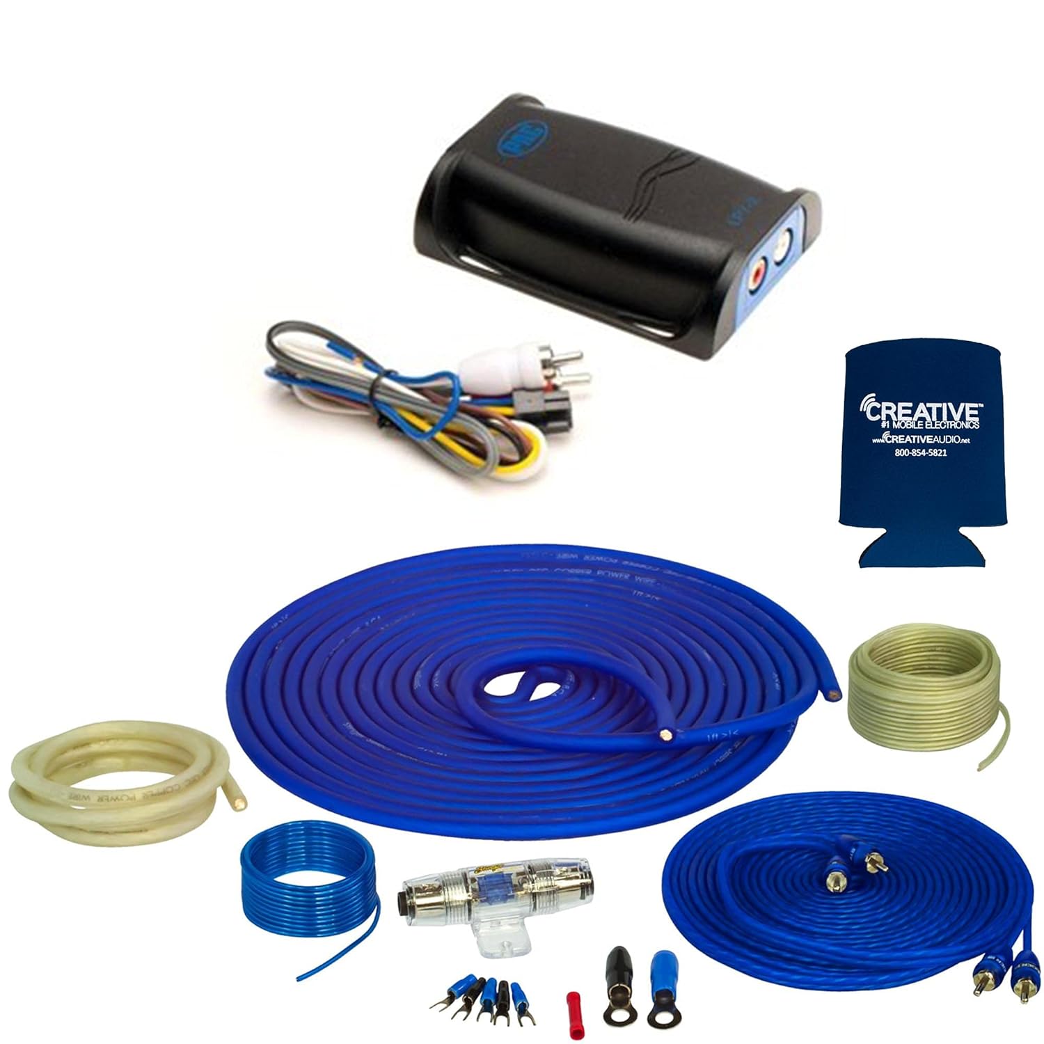 Stinger SS1200XS 4GA Copper 1200W Complete Amplifier Wiring Kit with PAC LP7-2 Line Out Convertor w/Remote Turn On
