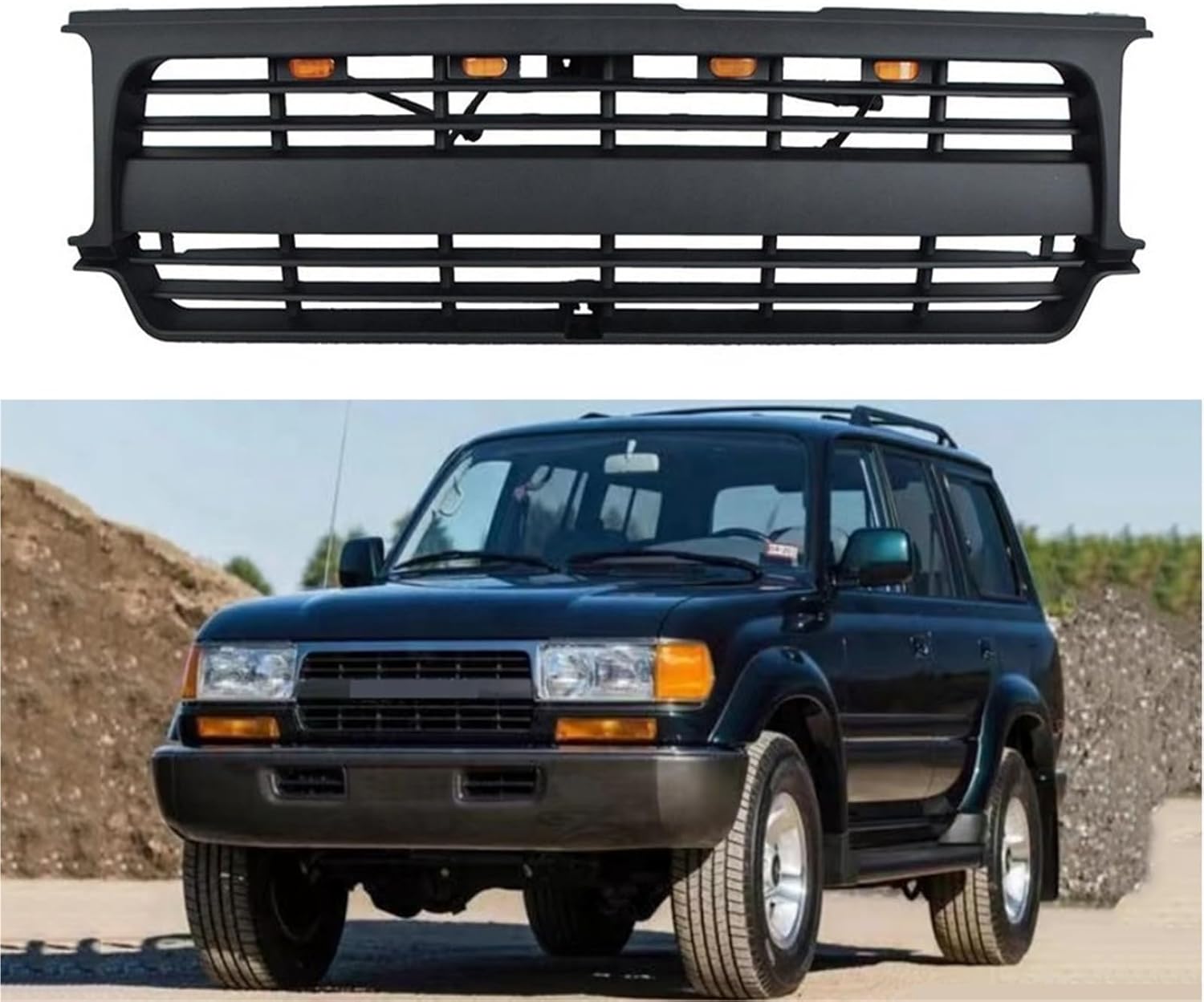 Auto Parts Other Exterior Accessories Front Racing Grille Car Grills ABS Mask Compatible for Land Crusier Prado LC80 1990-1997(with Lights)