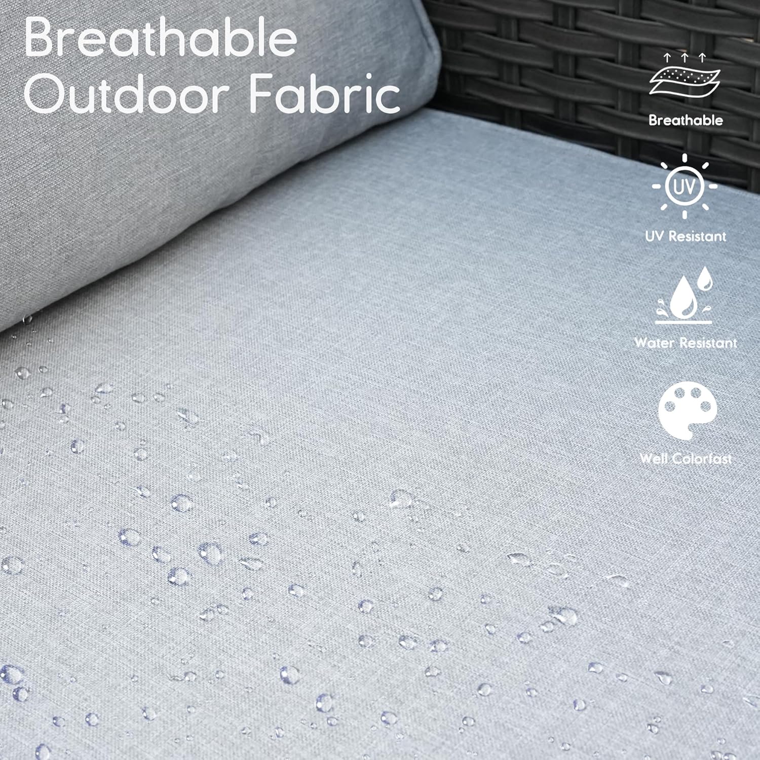 HOOOWOOO Patio Outdoor Conversation Set with Fire Pit Table,Small 6 Pieces Outside Furniture Single Sofa Set with PE Wicker Swivel Rocking Chairs,Gas Fire Pit Table and Coffee Side Table,Gray