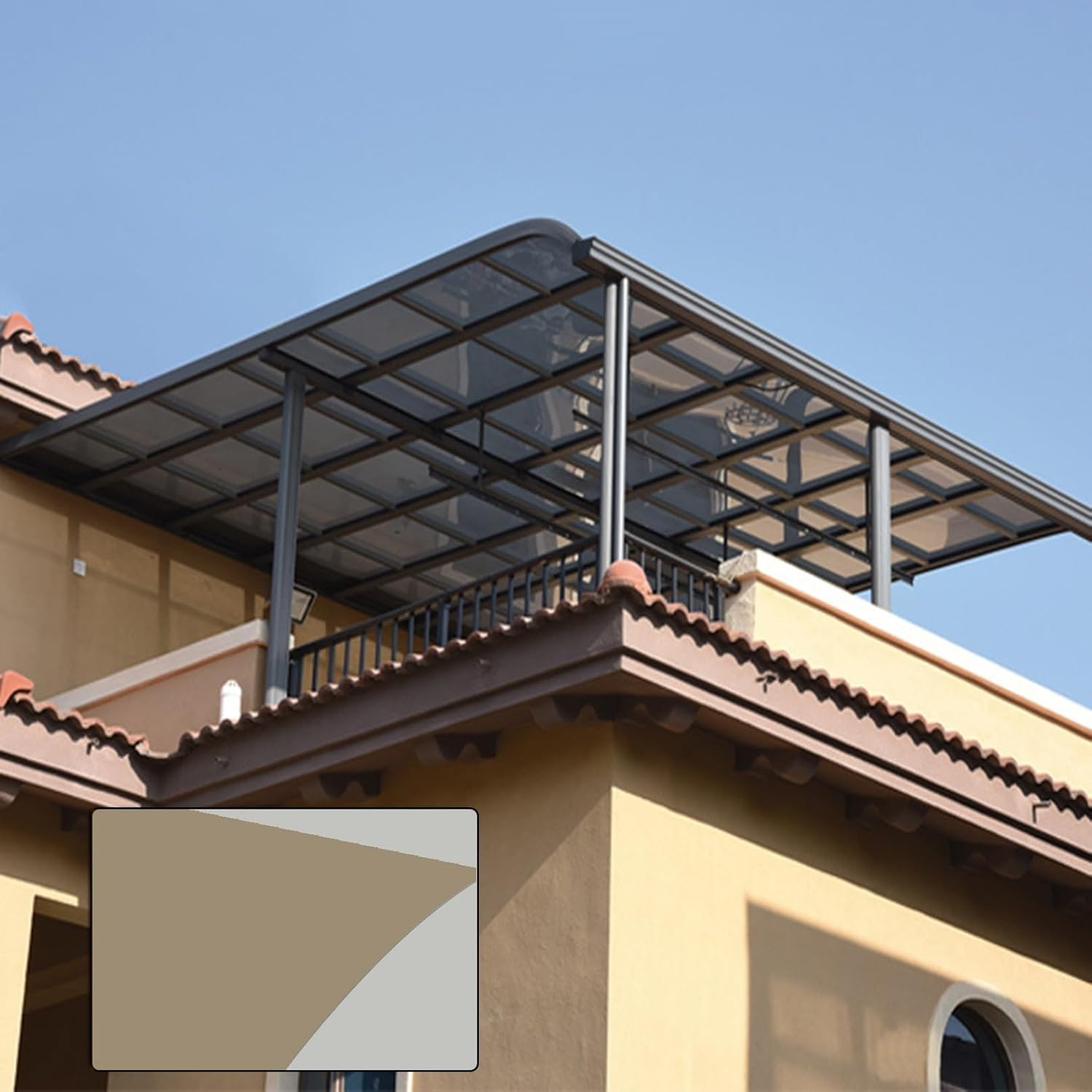 2mm Polycarbonate Sheet Greenhouse Roofing Canopy Panel Outdoor Insulation Daylighting Roof Carport Patio Garden Porch Sunroom Cover Protection Plastic Covering for Sun Snow Rain(Brown,5x3.3ft)