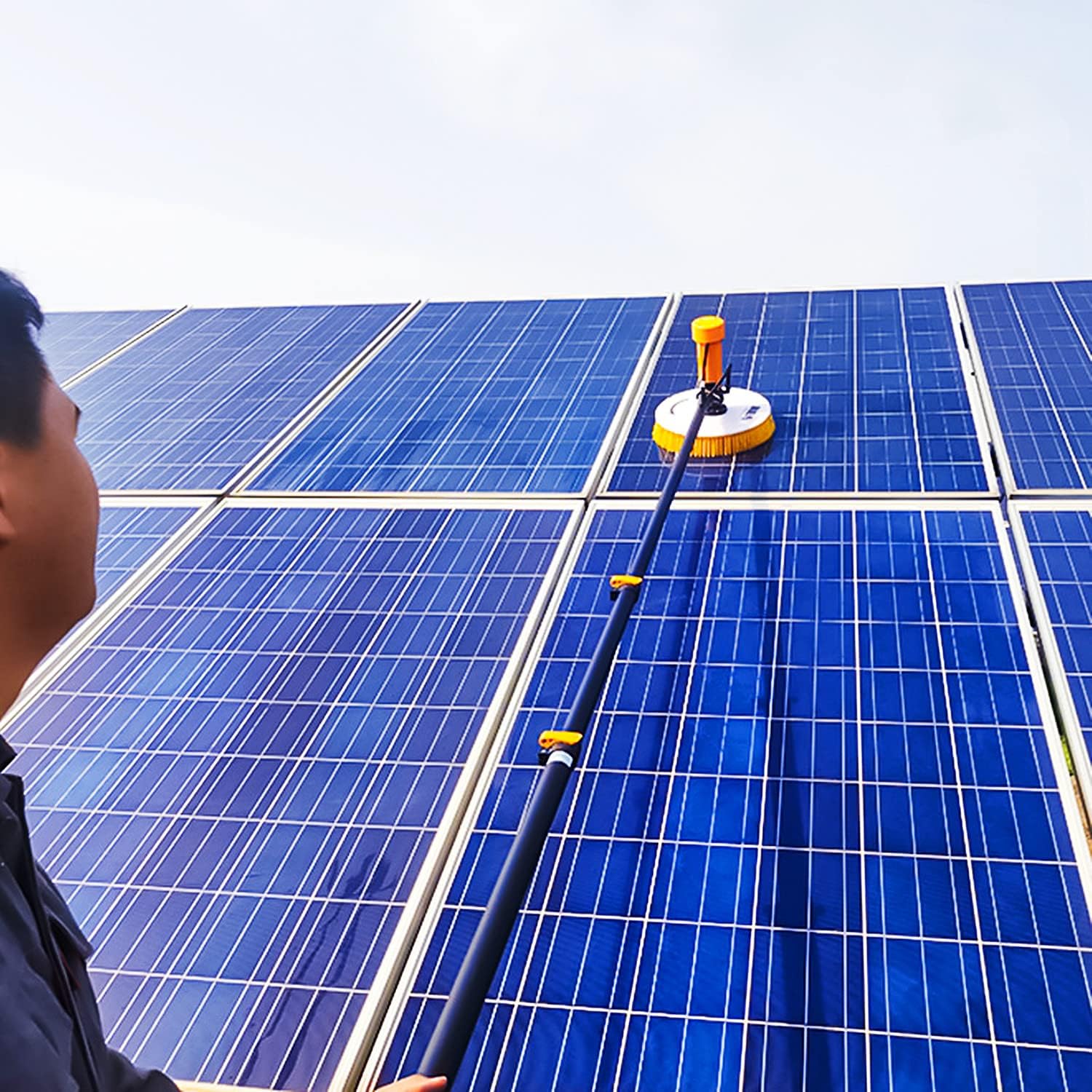 Cleaning Brush Electric Window Cleaning Pole Cleaner Kit, Extendable Outdoor Cleaning Tools Photovoltaic & Solar Panels, Pool Cleaning Brush,7.5M / 24.6Ft