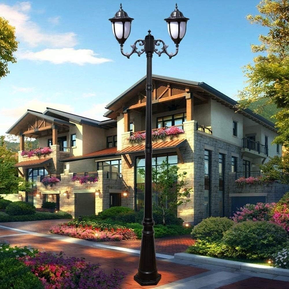 Double Head Outdoor Waterproof High Pole Post Light Villa Garden Landscape Lighting Rainproof Glass Lights(320cm)