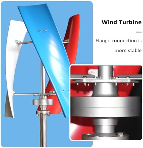 6000W Vertical Wind Turbine Generator, Low Noise, 3 Blades, Low Wind Speed Start, 24V Controller for Home, RV, Marine & Industrial Use - Efficient Renewable Energy Solution