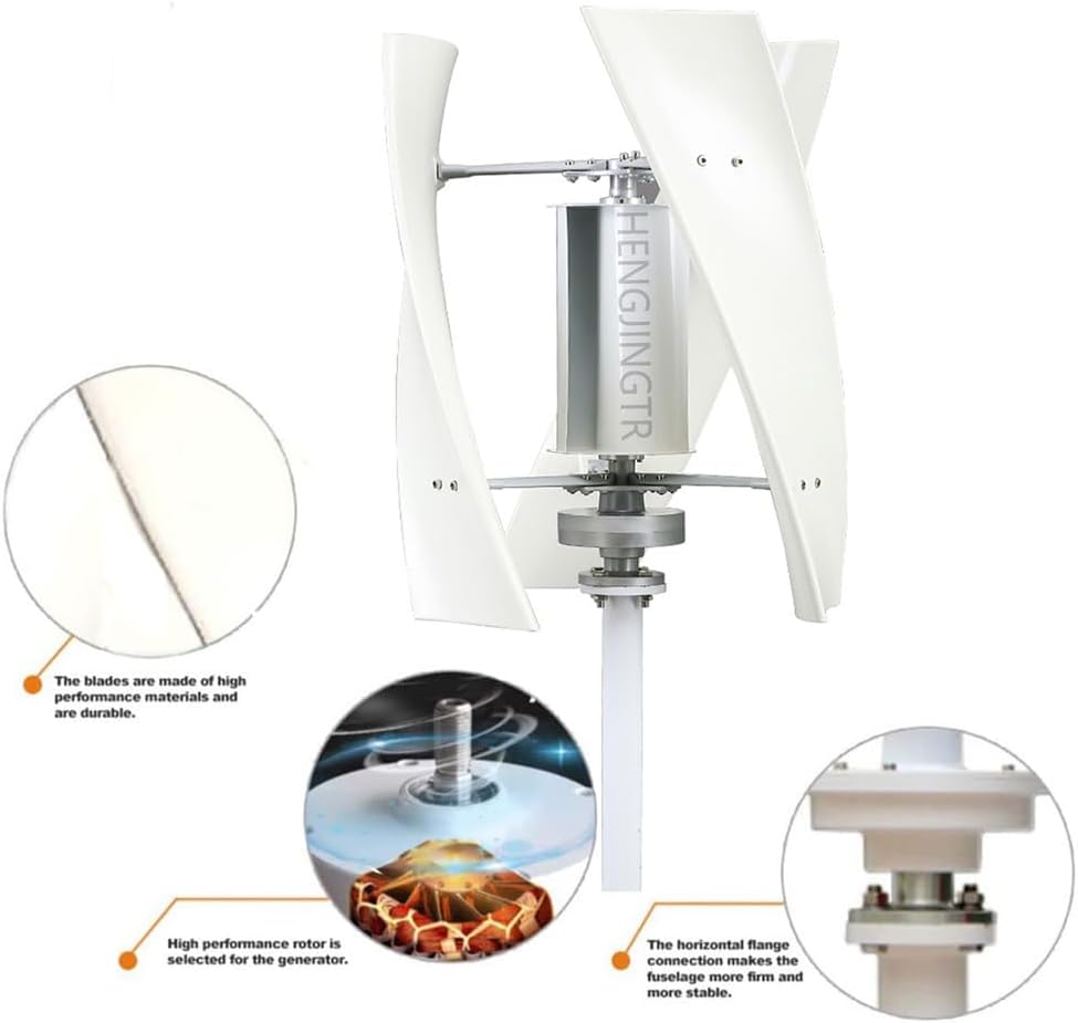 24v,HENGJINGTR 10000W Wind Turbine Vertical Wind Generator Kit, 220V-12V Wind Power Generator for Marine, RV, Home, Windmill Generator with MPPT Controller