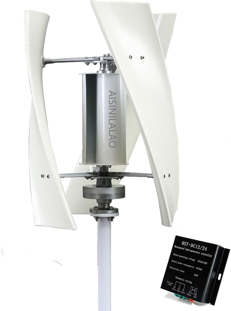 10000W 12V-220V Low Noise Wind Turbine Homeuse, Alternator with Mpptsuitable for Home Grid Use(White)