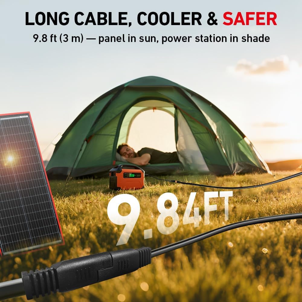DOKIO 300W Portable Foldable Solar Panel Kit (19.3x37.4in, 15.2lb), with Separate Controller and Dual USB, Monocrystalline Charger for 12V Batteries, Power Stations, RV Camping Emergency Use