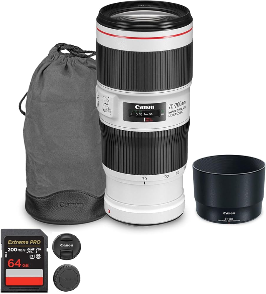 Canon EF 70-200mm f/4L is II USM Lens | L-Series Telephoto Zoom with Image Stabilization, Fast Autofocus & Compact Design | Ideal for Sports, Wildlife, & Portrait Photography (2309C002) + 64GB Card