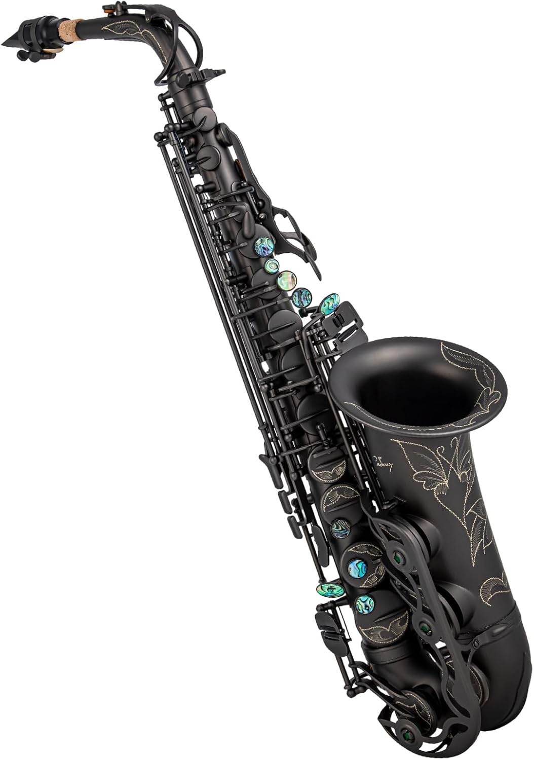 Alto Saxophone Eb beginner Saxophone includes brush canvas suitcase glove whistle piece cork plaster wipe cloth neck strap and other accessories (Black nickel scrub)