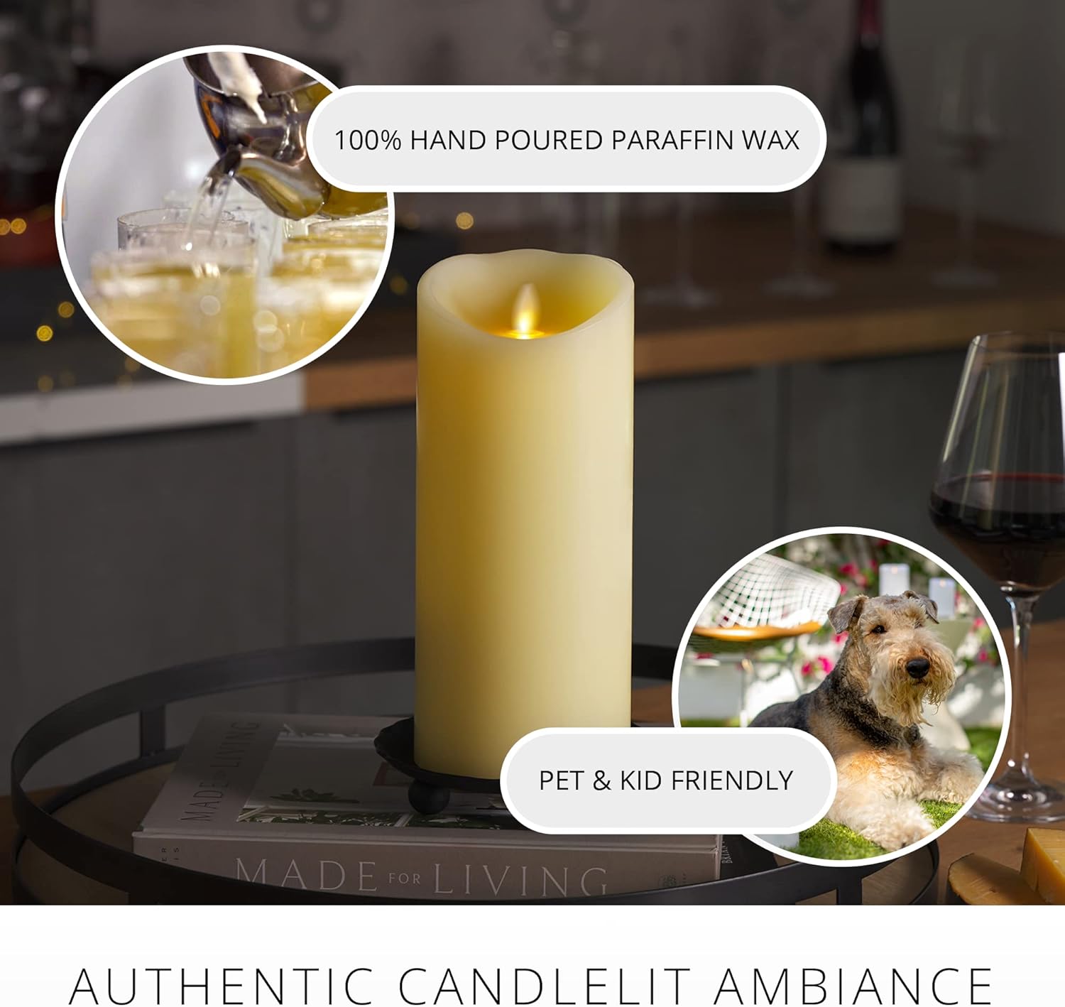 Luminara Scalloped Edge Flameless LED Candle - Ivory 4