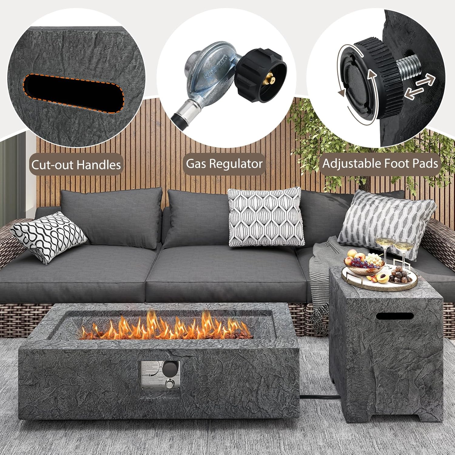 Happygrill 50,000 BTU Propane Fire Pit Table Set, 42.5