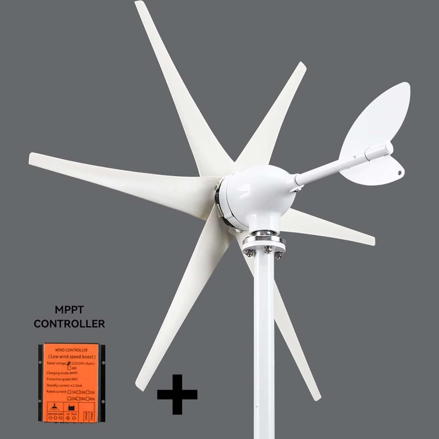 CAJUCA Horizontal Windmill 3000W Wind Generator Turbine Kit with Mppt Controller Home Boat Street Light