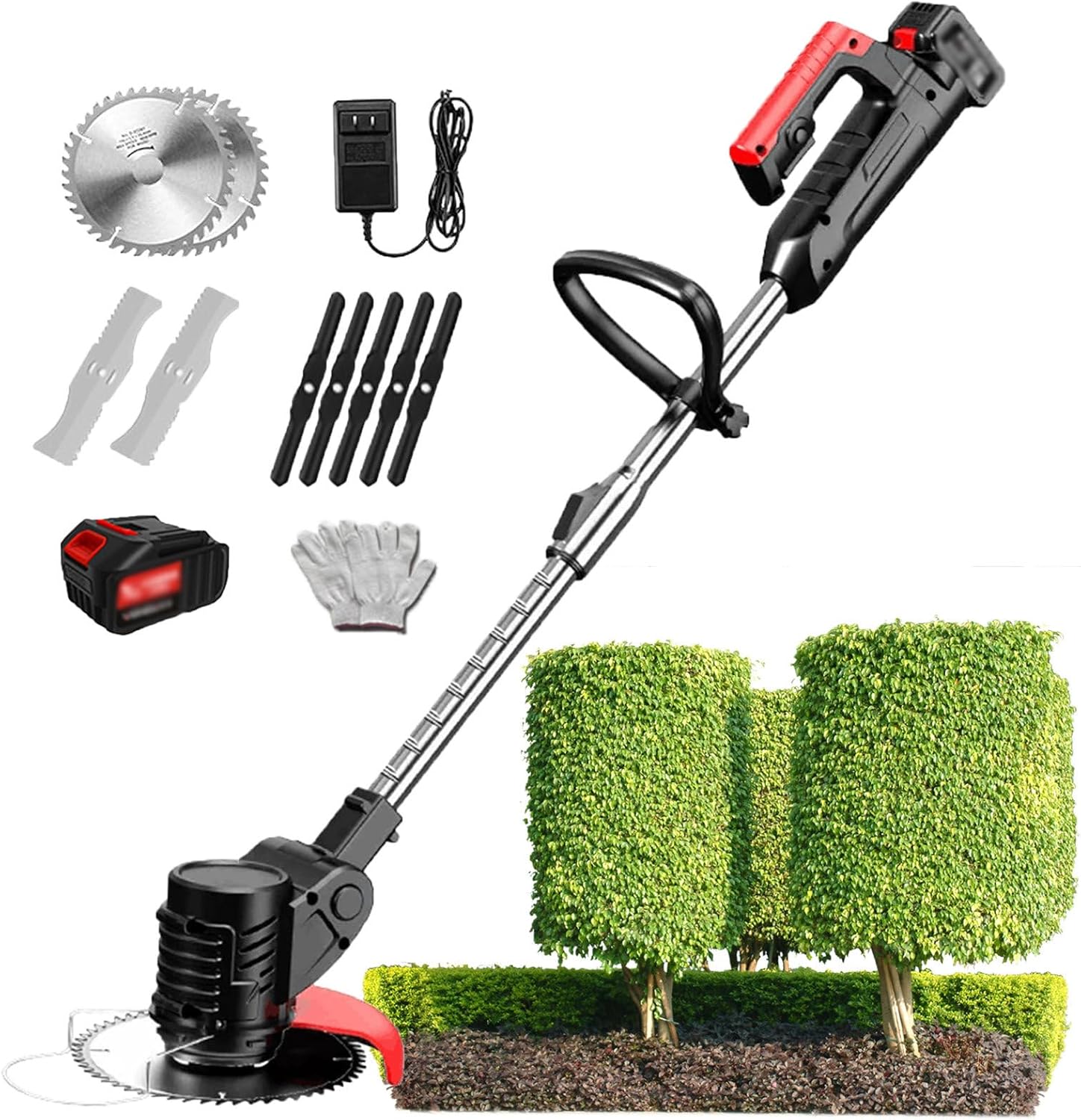1880W Electric Cordless Lawn Mower Rechargeable Garden Lawn Mower with 3 Types of Blades for Home Landscaping and Gardening,24V/4.0Ah ()
